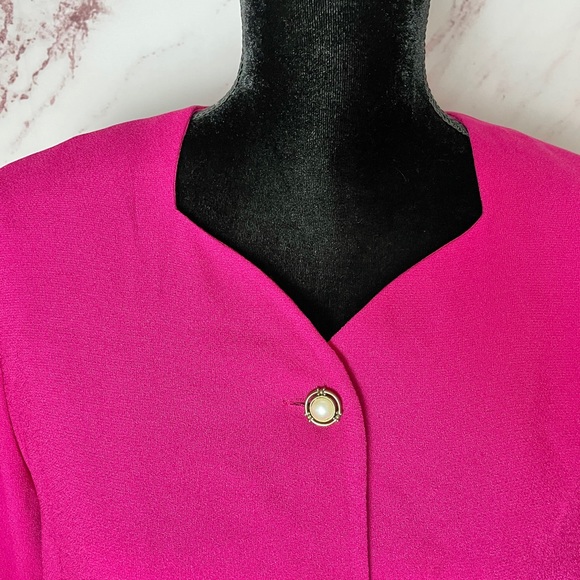 Vintage women’s magenta long sleeve button down retro 80’s career wear dress - Picture 2 of 10
